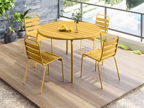 Stół ogrodowy okrągły o śr. 110 cm z metalu - Żółty musztardowy - MIRMANDE marki MYLIA