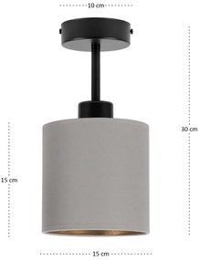 Lampa sufitowa czarna jednopunktowy spot z szarym abażurem C-1010SC-GR