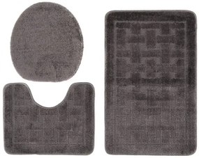 Szary stylowy komplet dywaników do łazienki w kratę C1-K54