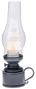 Plastikowa latarnia z świeczką LED Flame, wys.24,5 cm, czarna
