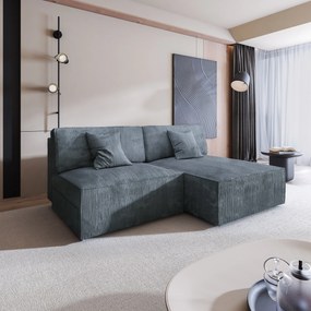 Masseno Narożnik FIORO z funkcją spania i pojemnikiem na pościel Narozniki L, Rozkładana sofa - Szary, POSO 60