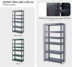 Regał metalowy Johnny antracyt, 80 x 42 x 180 cm do garażu, warsztatu i magazynu