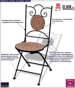 Zestaw ceramicznych krzeseł ogrodowych Zarvin - brązowy