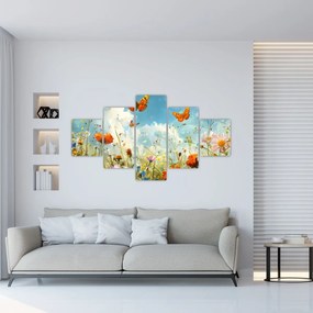 Obraz - Motyle na letniej łące (125x70 cm)