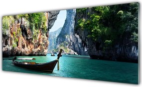 Szkło Ozdobne do Kuchni Samotna Łódź Nad Jeziorem