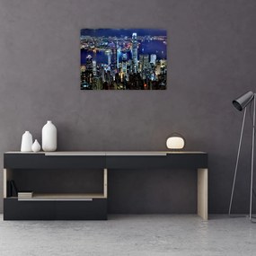 Obraz drapaczy chmur w nocy (70x50 cm)