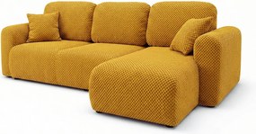 Stylowy narożnik rozkładany prawostronny BINGO L 245x148x87 cm w tkaninie Pop 7 żółtej