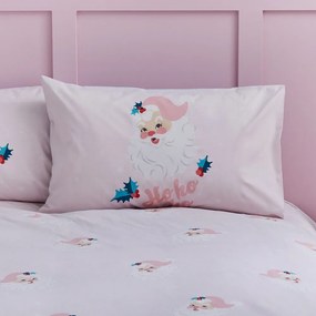 Różowa pościel dwuosobowa 230x220 cm Vintage Christmas Santa – Catherine Lansfield