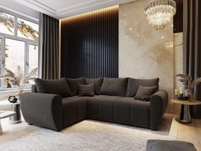 Masseno Narożnik MADISON z funkcją spania i pojemnikiem na pościel Narozniki L, Rozkładana sofa - Brązowy, SAWANA 16