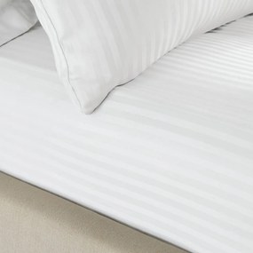 Białe prześcieradło elastyczne 90x190 cm Satin Stripe – Catherine Lansfield