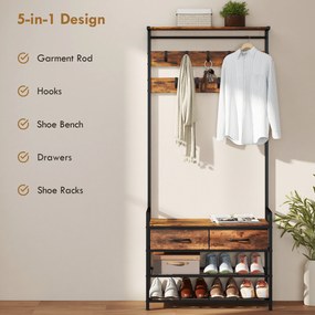 HOMCOM garderobenständer standgarderobe garderobenbank kleiderständer kompaktgarderobe dielengarderobe | Aosom PL