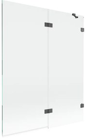 Mexen Lunar parawan nawannowy 2-skrzydłowy prawy 140 x 150 cm, transparent, gun gray szczotkowany - 897-140-100-66-00-P