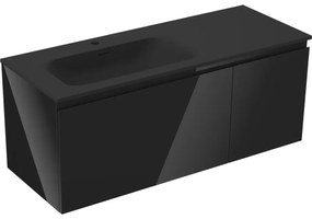 Mexen Orio szafka łazienkowa 120 cm z umywalką Vela lewą, 1S, 1D, czarna połysk/czarna mat - 91A13-12047-3-BBFF70-W23L71