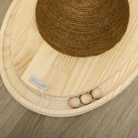 PawHut Zabawka interaktywna dla kotów 2 w 1 Drapak i zabawka z drewna sosnowego | Aosom PL