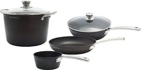 Zestaw naczyń kuchennych Baumalu 4 elementy z kutego aluminium, czarny, nieprzywierający, kompatybilny ze wszystkimi rodzajami kuchenek, w tym indukcyjną