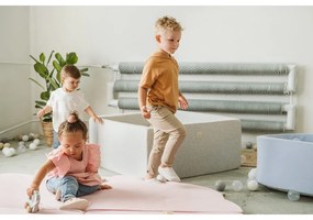Kwadratowy suchy basen z piłeczkami 7cm dla dziecka, 110x110x40cm/400 piłek, bawełniany, jasnoszary, piłki: białe - meowbaby®