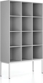 Regał FRAME, z białą podstawą, 1299 x 450 x 2185 mm, szary