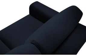 Ciemnoniebieski aksamitny rozkładany/ze schowkiem narożnik Kyoto – Cosmopolitan Design