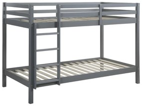 Łóżko piętrowe ANICET II – 2 × 90 × 190 cm – lite drewno sosnowe – kolor szary