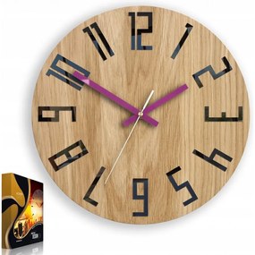 Zegar na ścianę nowoczesny drewniany z dużymi cyframi okrągły cichy loft