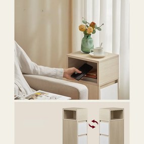 Szafka nocna ROBIN, 30x25x65cm, biała/beżowa Vasagle