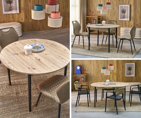 Okrągły stół z funkcją rozkładania Pivot Halmar dąb artisan/czarny