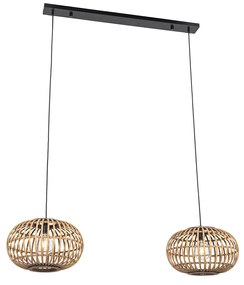 Orientalna lampa wisząca bambusowa 2-światłowa - AmiraKolonialny Oswietlenie wewnetrzne