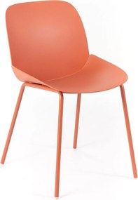 Zestaw 4 nowoczesnych krzeseł z pomarańczowego polipropylenu "Azzurra" z malowaną metalową ramą do salonu