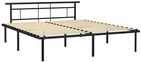 Czarne metalowe łóżko małżeńskie 160x200 cm - Nikel