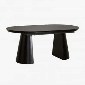 Stół Jadalny Owalny 180-240x105 Cm Rozkładany Z Płyty Mdf I Forniru Dębowego Montana Nizina Czarna - Sklum