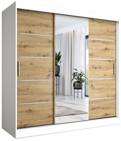 Szafa przesuwna 200 cm biały + dąb artisan - Marmos 6X
