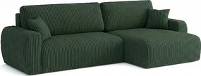Stylowy narożnik rozkładany prawostronny  ARIEL L 246x150x87 cm w tkaninie Velo 79 butelkowa zieleń