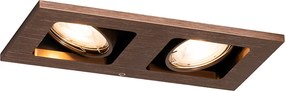 Wpuszczany reflektor ciemny brąz prostokątny 2-światła pochylany i obracany - Qure