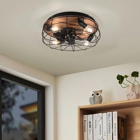 Lampa sufitowa ze zdalnym sterowaniem/z wentylatorem w kolorze matowej czerni/brązowa Trondheim – Trio