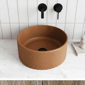 Massi Umywalka betonowa nablatowa okrągła bez otworu na baterię 37 cm VIJA | różne kolory : Kolor - Ceglasty