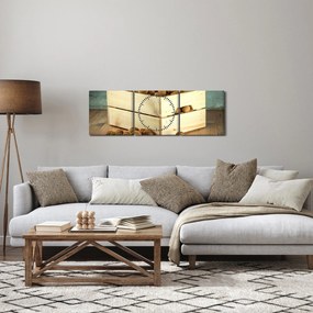 Obraz - Jesienna martwa natura z orzechami (z zegarem) (90x30 cm)