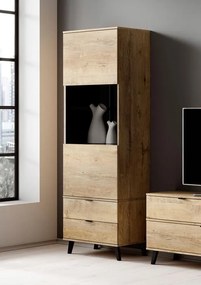 Wysoka witryna na nóżkach w stylu industrialnym Nest W2