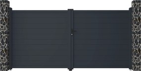 Skrzydłowa elektryczna brama aluminiowa pełna dł.355 x wys. 1681 cm antracyt NAZARIO