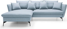 Masseno Narożnik FERRO z funkcją spania i pojemnikiem na pościel Narozniki L, Rozkładana sofa - Niebieski, SOLID 73