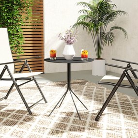 Outsunny Stół ogrodowy Ø60 x 71 cm, Odporny na warunki atmosferyczne balkonowy stół ze stali, Okrągły stolik pomocniczy czarny