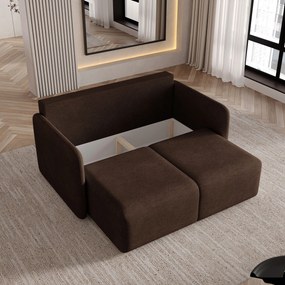 Masseno Sofa SUVI II z funkcją spania i pojemnikiem na pościel, Rozkładana sofa - Brązowy, NEVE 28