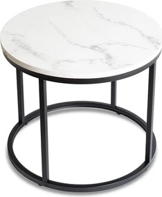 Stolik Kawowy CONNY 53 cm Biały Marmur/Czarny Nowoczesny Glamour