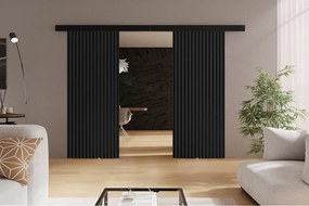 Emporius drzwi naścienne 130 cm Belor Duo - nowoczesne drzwi z imitacją lameli, drzwi naścienne grafit