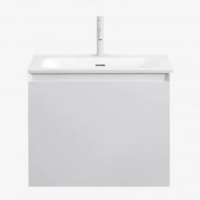 Zestaw Wiszących Mebli Łazienkowych Zintegrowany Z Umywalką Macrae Biała & Bezlusterkowiec & Biała ↑20 - Sklum