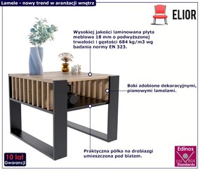 Nowoczesna Ława Czarny Kawowa Z Lamelami + Dąb Artisan L2-E26