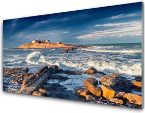 Dekor Szklany do Kuchni Szlifowane Kamienie Na Brzegu