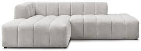 Jasnoszary narożnik z materiału bouclé (lewostronny/z szezlongiem) Annecy – Bobochic Paris