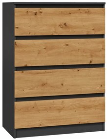 Komoda Loft Z Szufladami Antracyt + Dąb Artisan D6-G10