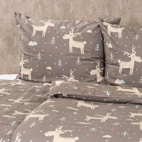 4Home Pościel flanelowa Happy reindeer, 220 x 200 cm, 2 szt. 70 x 90 cm