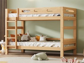 Łóżko piętrowe 90x200cm z litego drewna sosnowego - dzielone na 2 łóżka pojedyncze - Naturalne